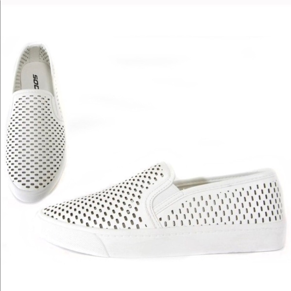 White Cut Out Sneakers